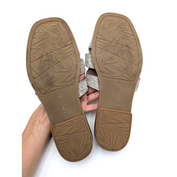 LifeStride Royalty Bling Square Toe Slide Sandal Women's Gold Metallic Size 9.5M - Picture 7 of 11